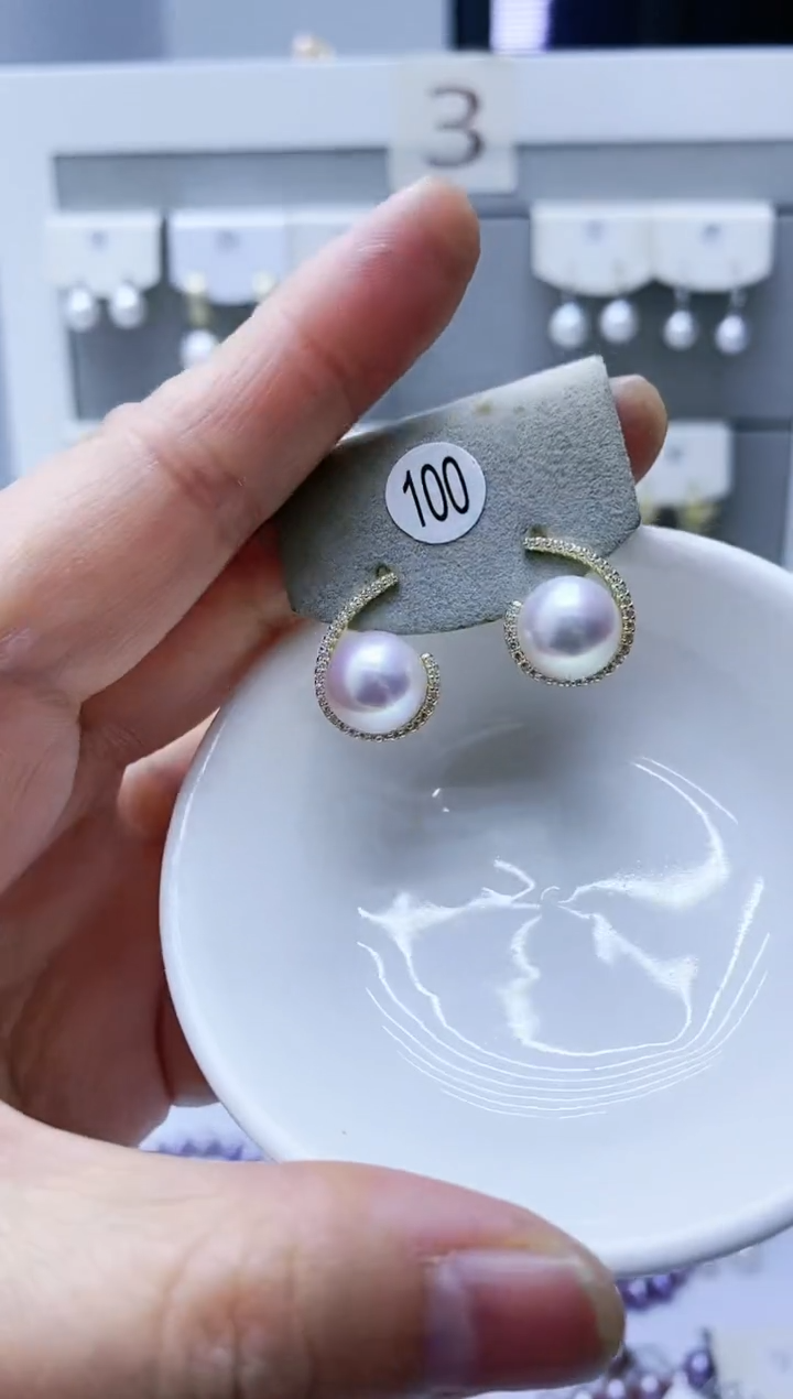 【闪购商品】淡水珍珠耳饰银S925镶嵌100