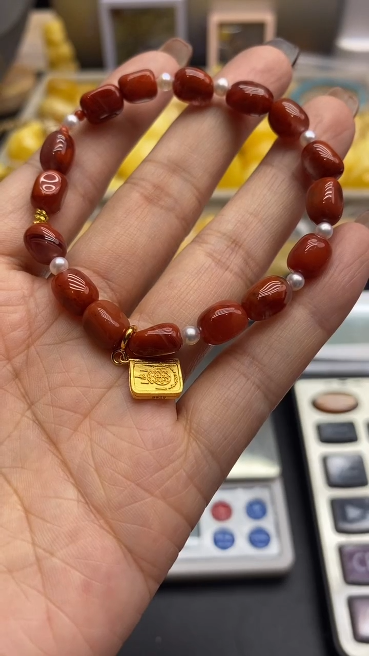 银S925镶嵌南红玛瑙珠宝奇石2842