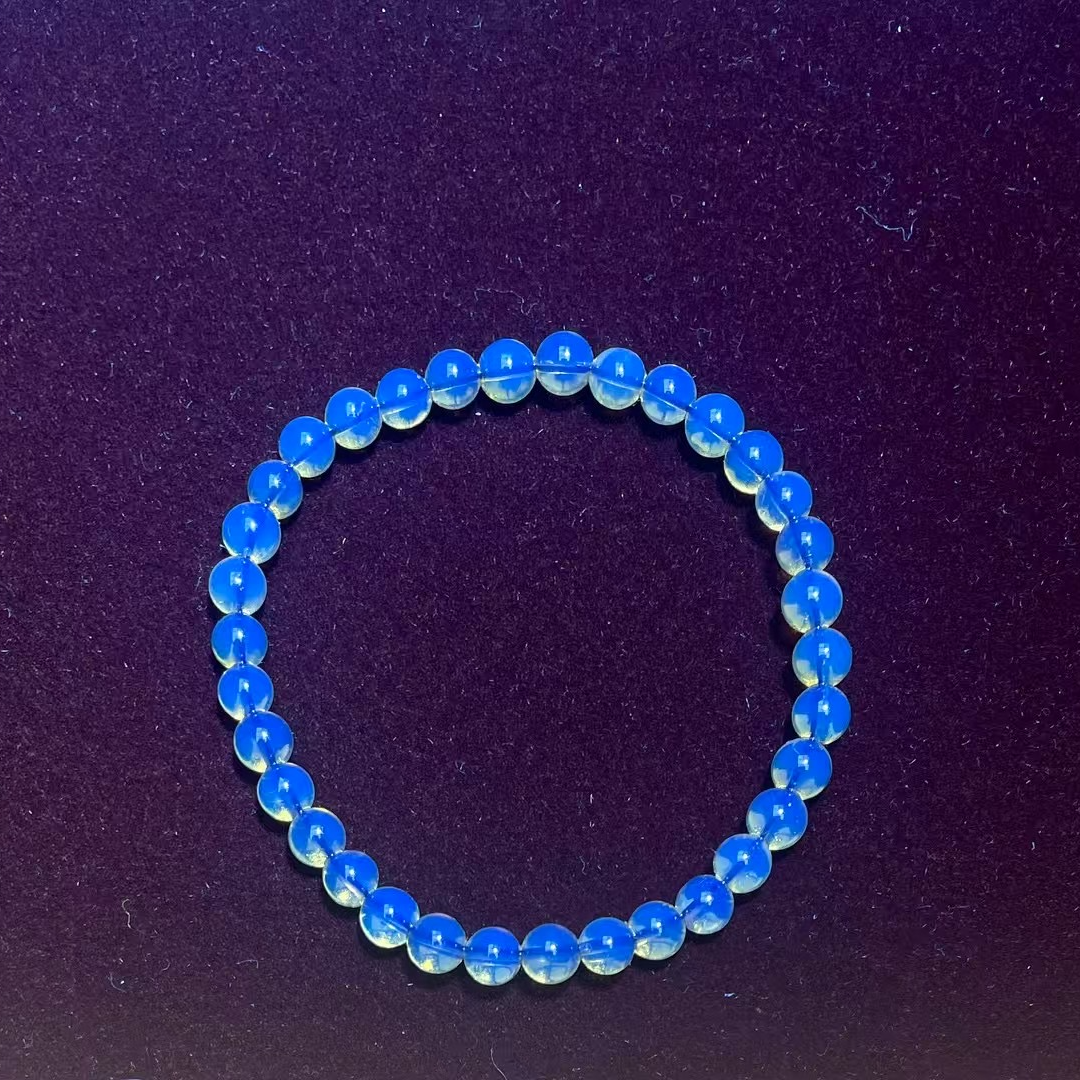 年货节墨西哥蓝珀异色珀天空蓝6mm净水单圈手串