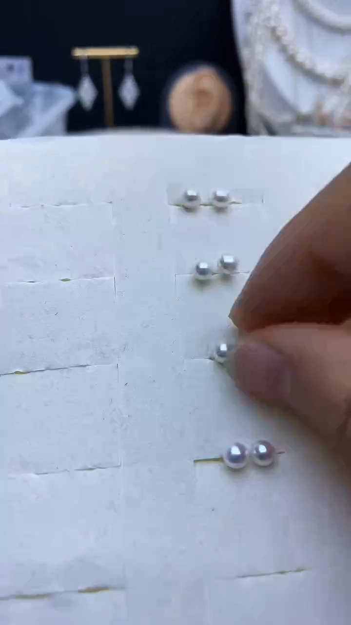 银S925镶嵌耳饰淡水珍珠耳钉多样性发其一
