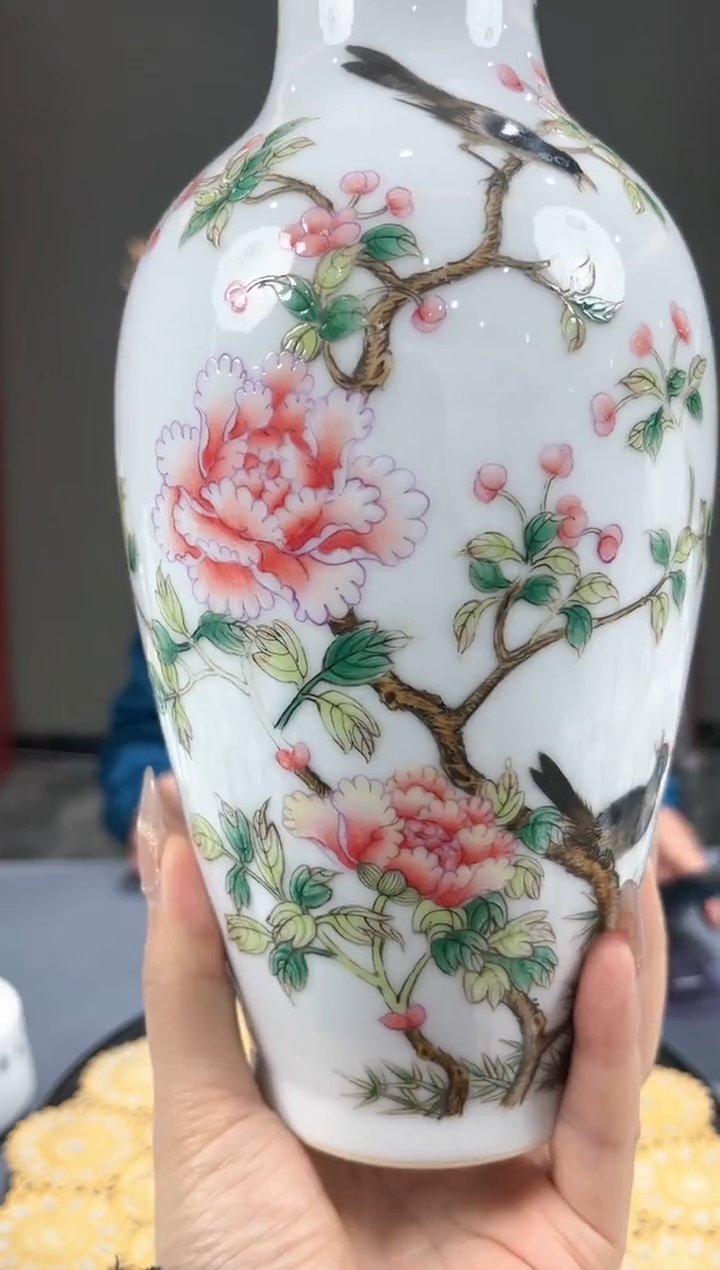 【闪购商品】官窑瓷画院312官窑瓷画院花鸟赏瓶