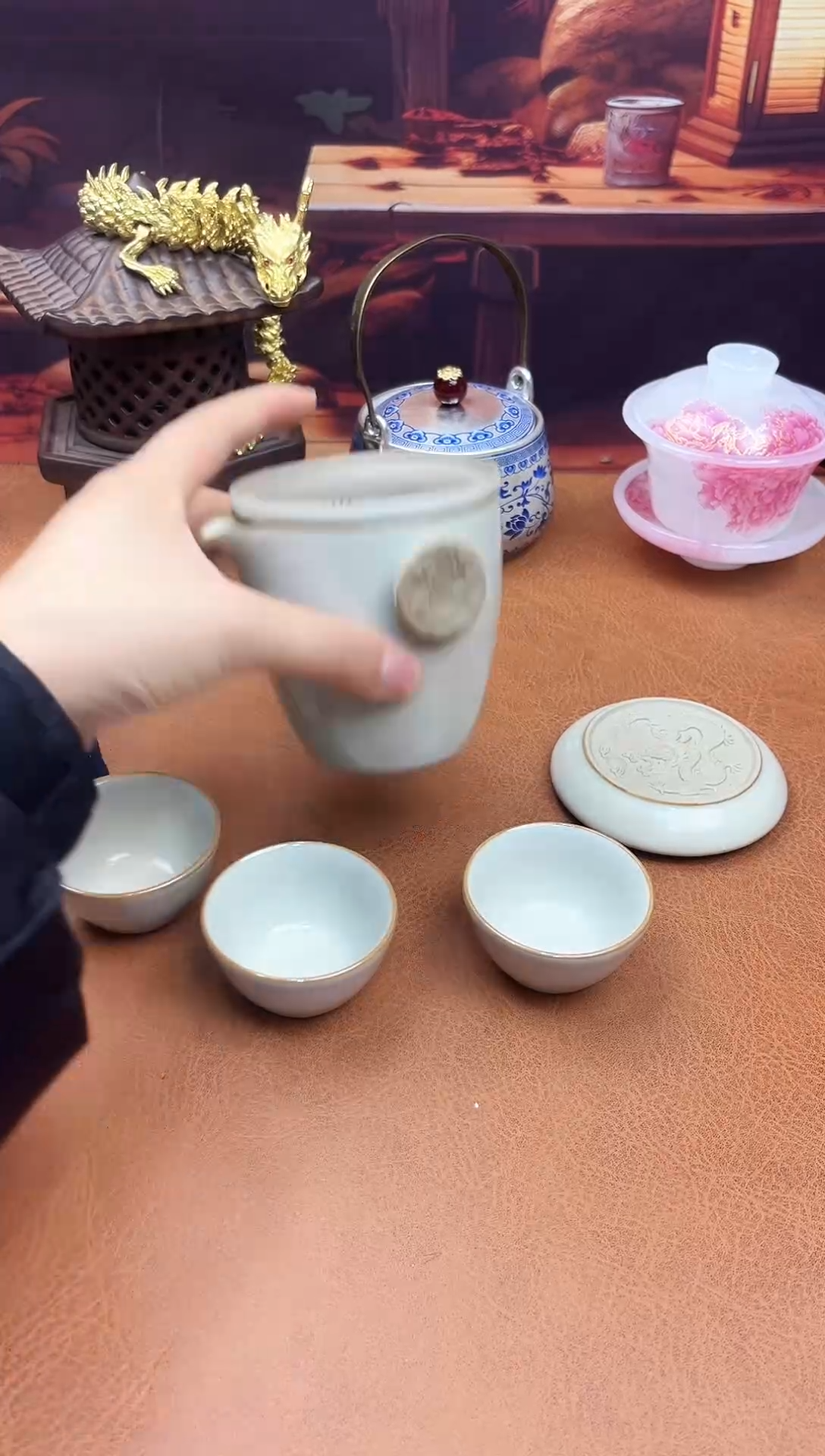 陶瓷茶具摆件旅行套组