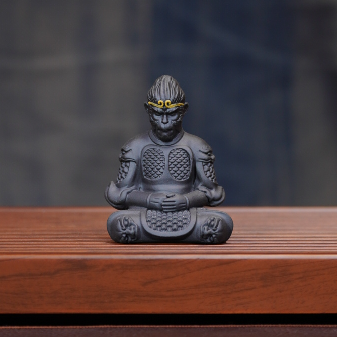 宜兴原矿茶具正宗手工刻绘大圣悟空自用定制高级紫砂茶宠