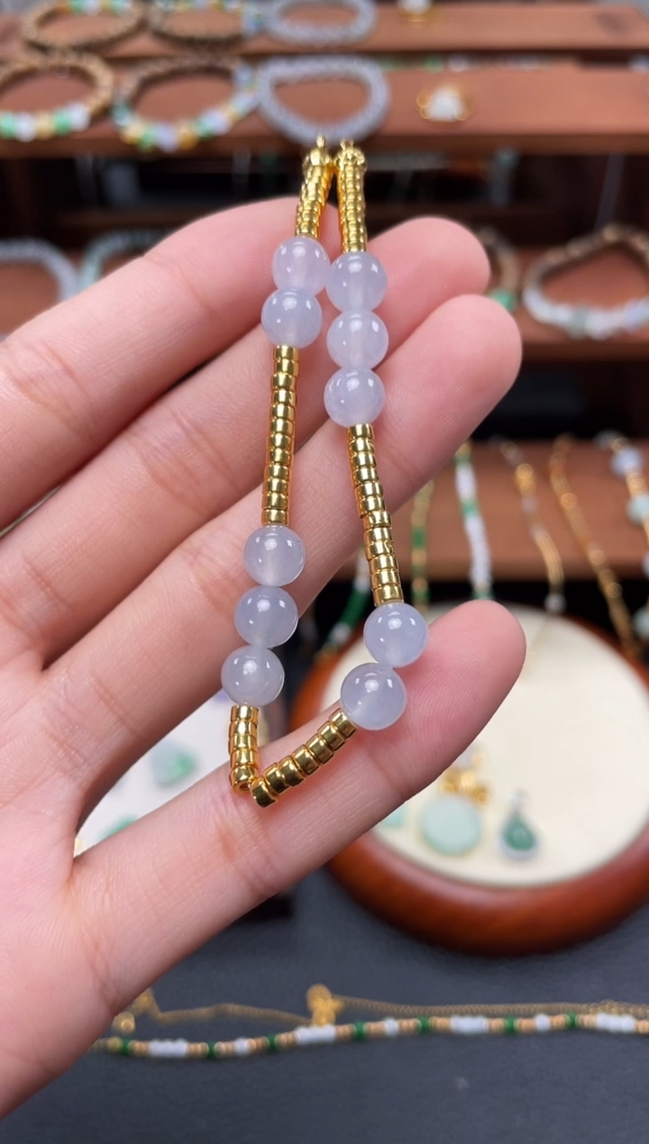 【闪购商品】翡翠套链18K金镶嵌一个  JK223