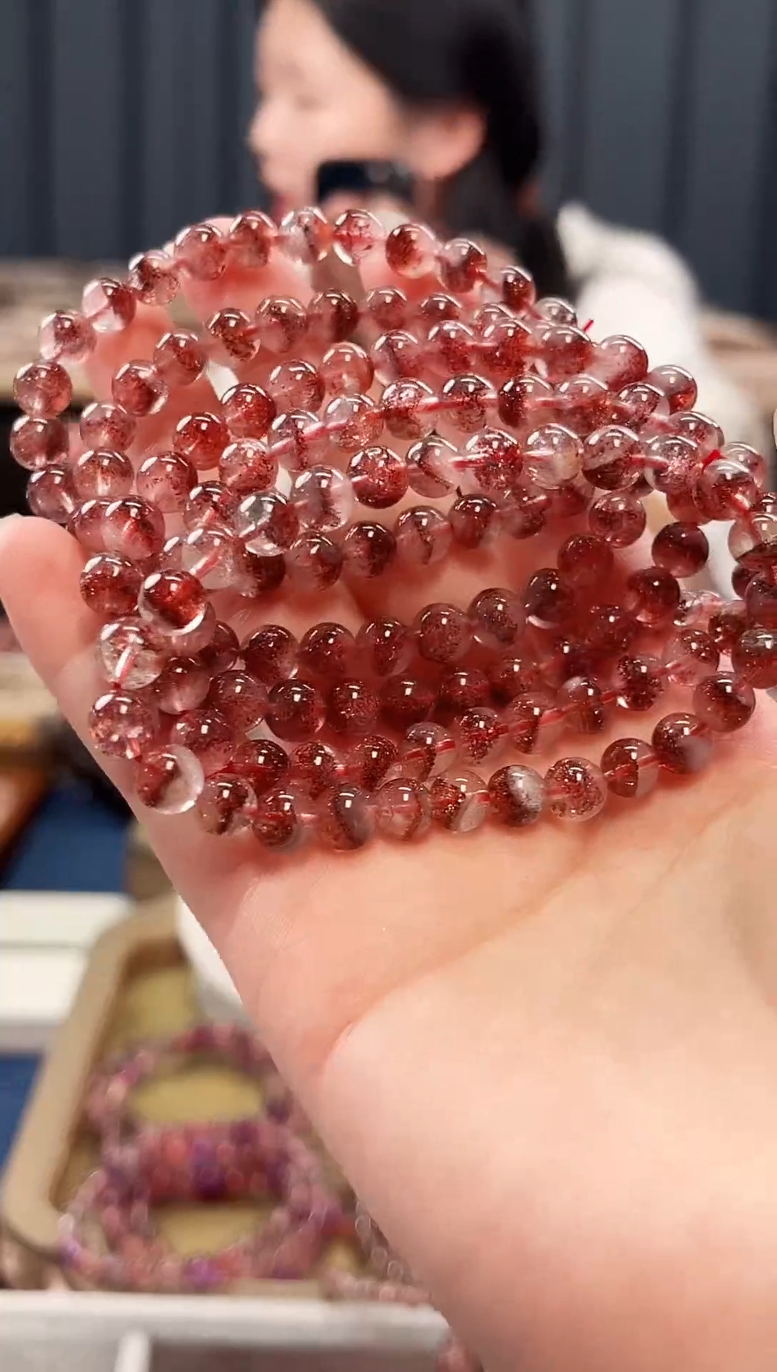 未镶嵌手串水晶金草莓超七单圈手串6mm【多样性发一】