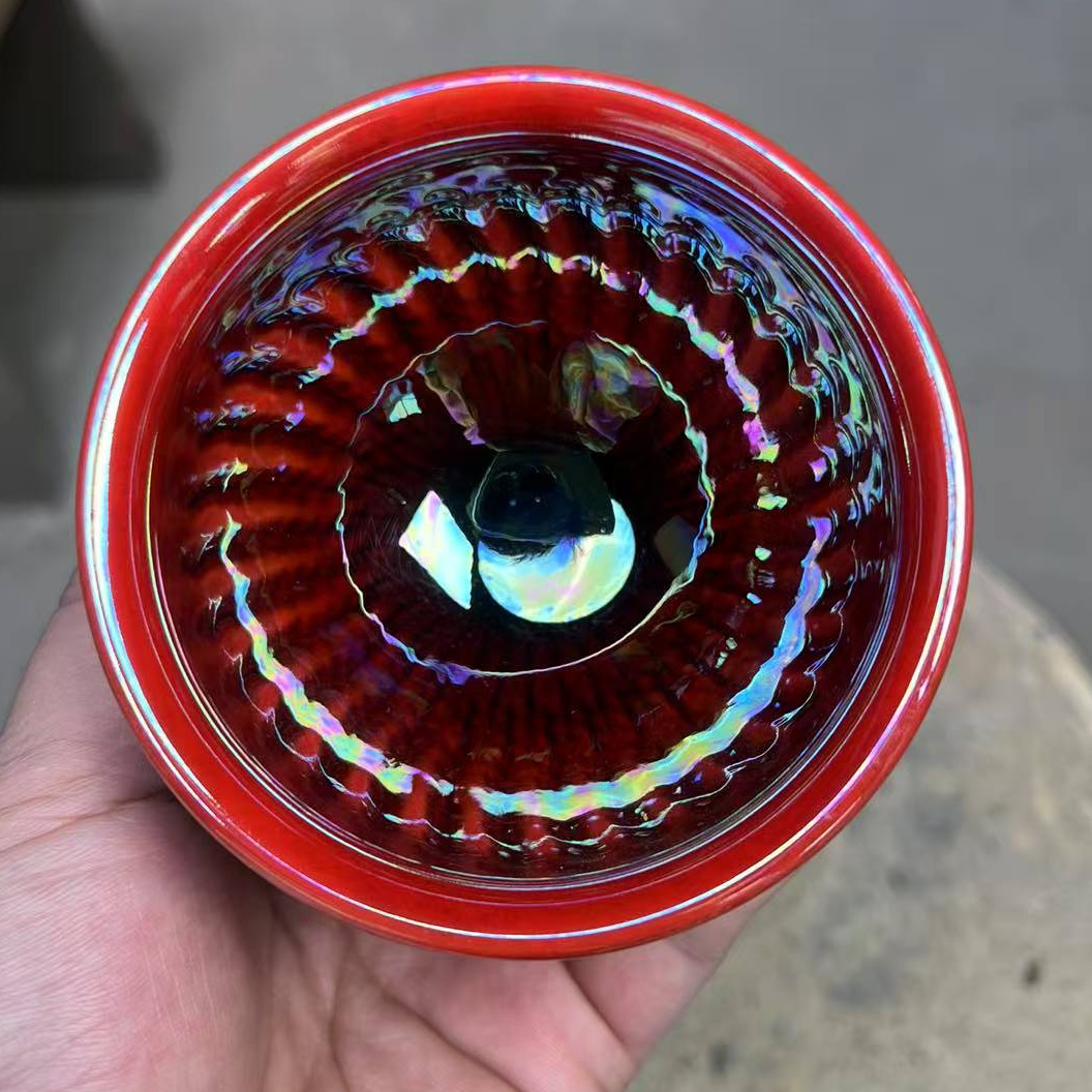 高端茶盏 七彩牛血红将军杯