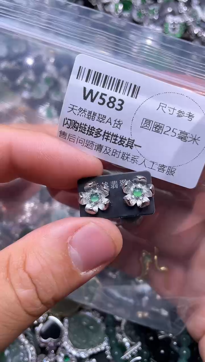 【闪购商品】翡翠颈饰未镶嵌W583耳钉