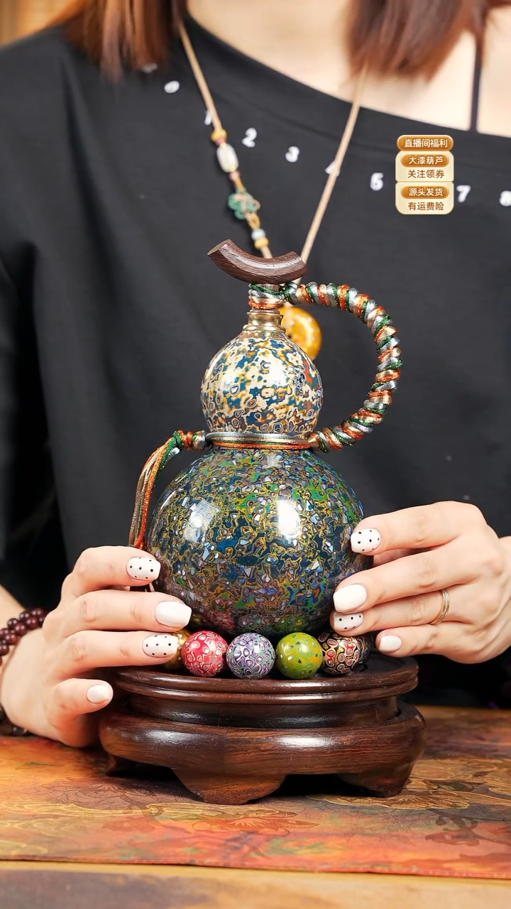 WL086漆艺酒葫芦不包手串及旋转底座