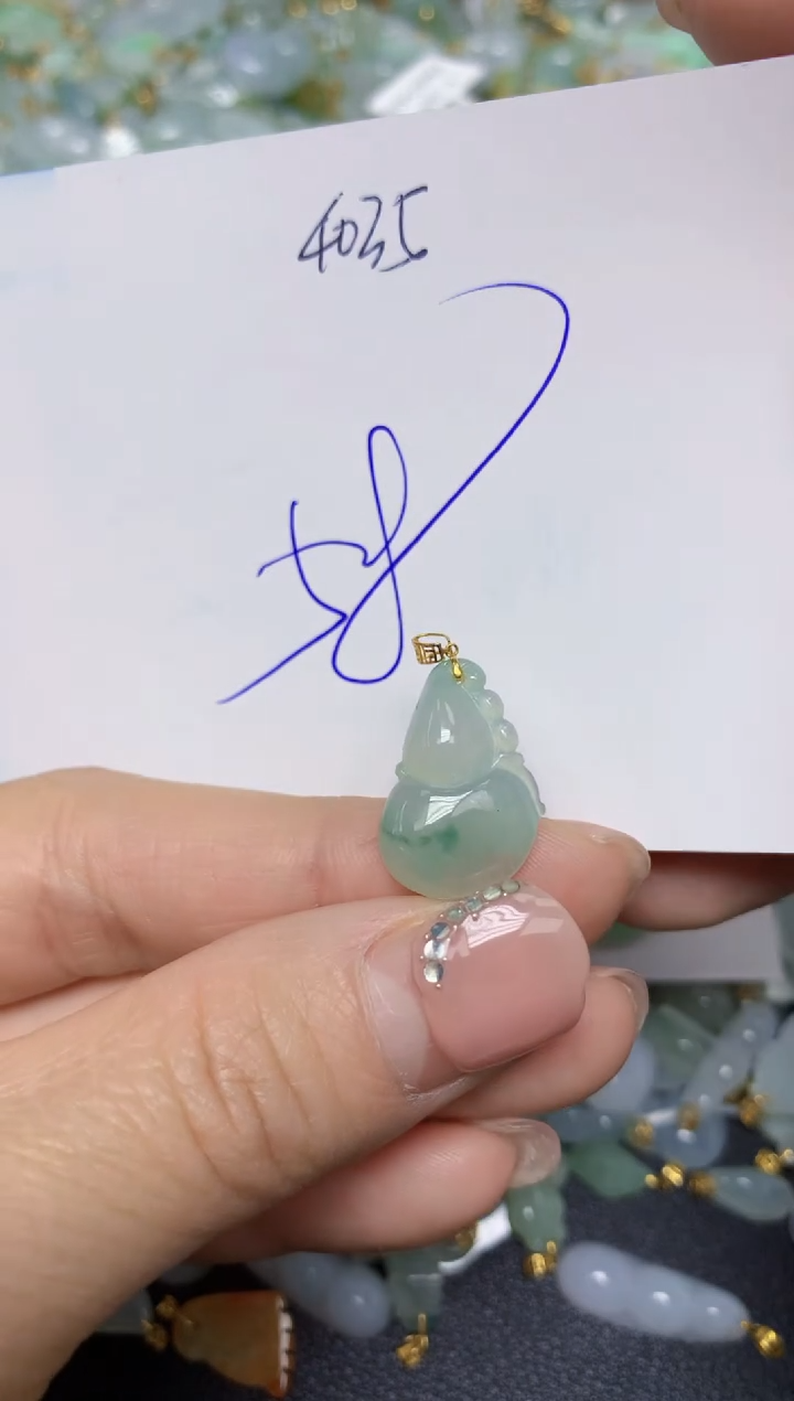 【闪购商品】翡翠挂件18K金镶嵌 天然翡翠A货