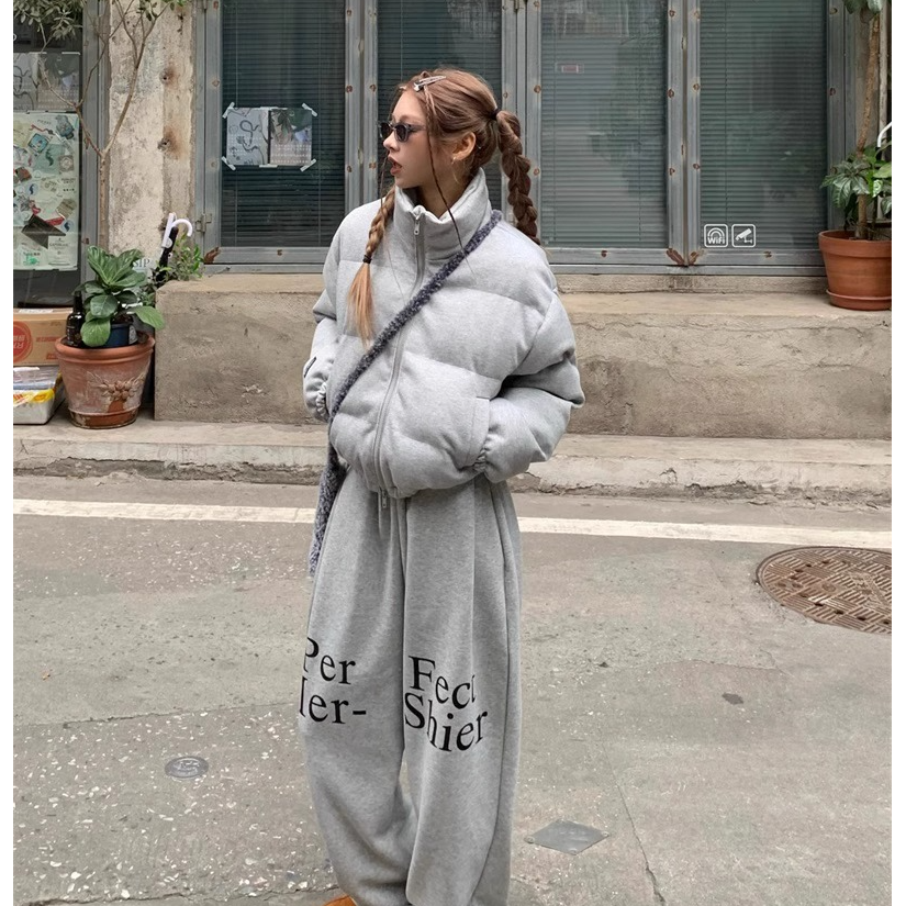 美式复古短款棉服外套冬季爆款立领休闲显瘦百搭面包服两件套