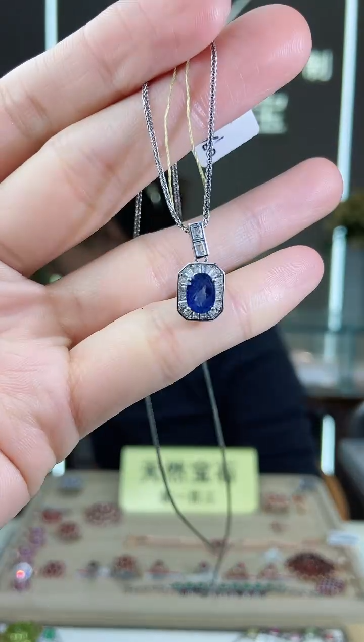 【闪购商品】蓝宝石颈饰银S925镶嵌颈饰