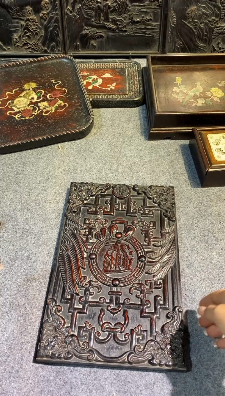 木紫檀拆件雕刻板以直播间实物为准微瑕老物件