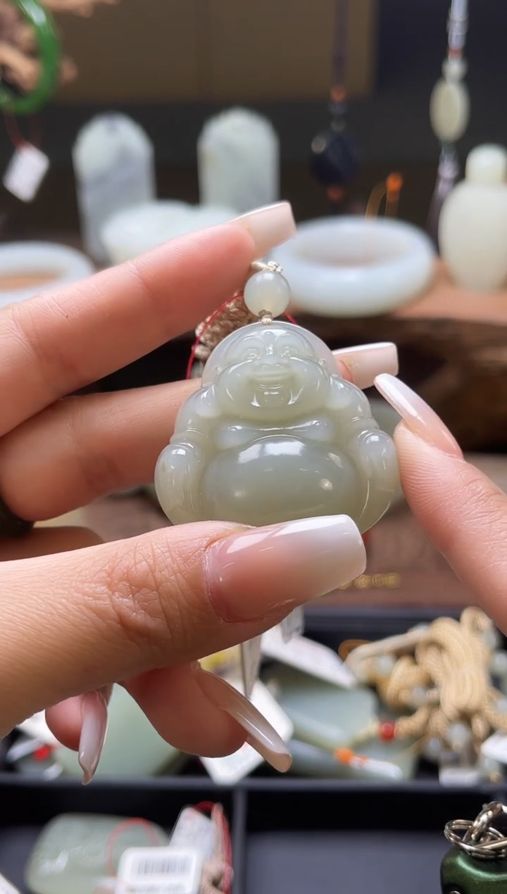 【闪购商品】和田玉吊坠未镶嵌且末青白佛公 9003928