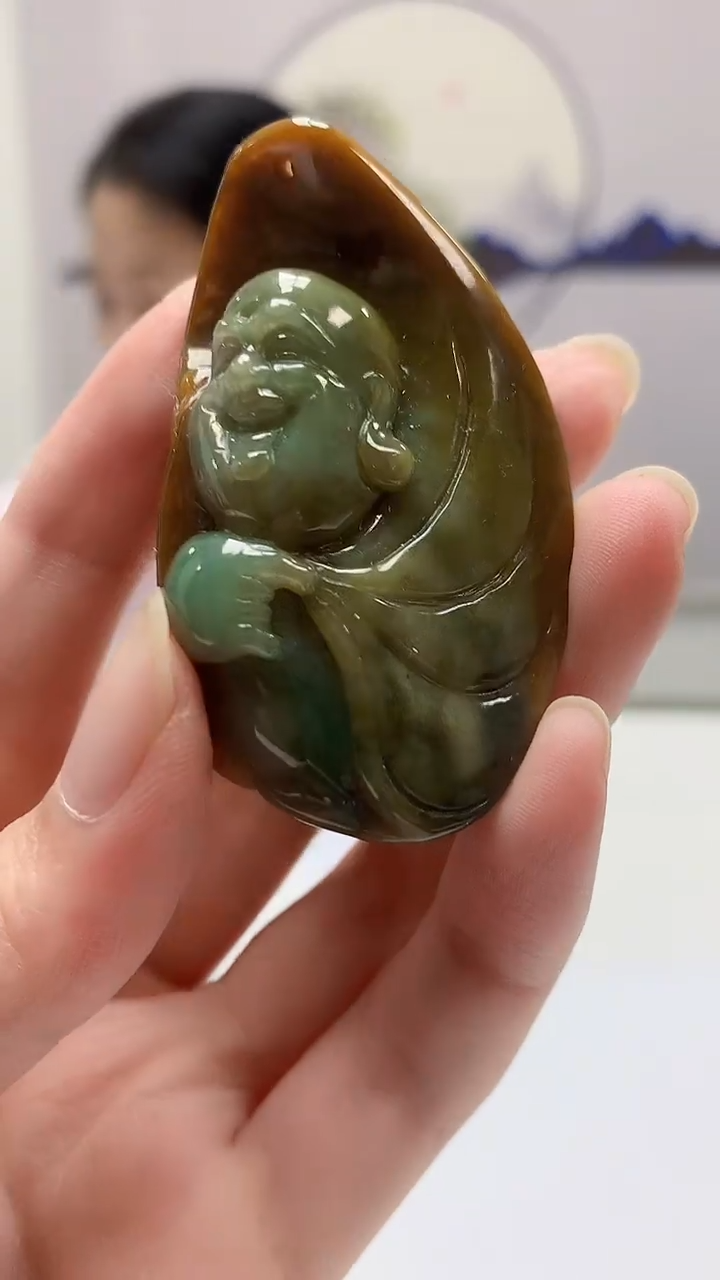 【闪购商品】定制翡翠未镶嵌4902zm-毛货挂件佛公102