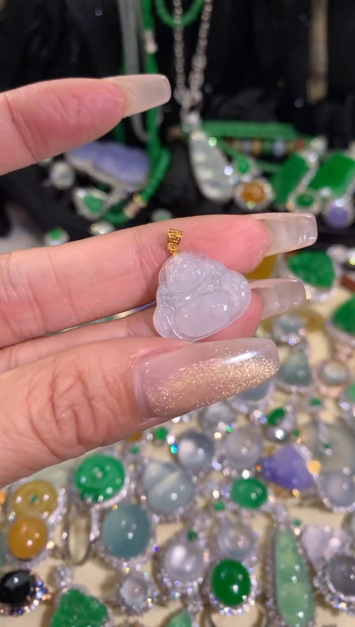 【闪购商品】翡翠戒指18K金镶嵌十一缅甸翡翠K金镶嵌吊坠