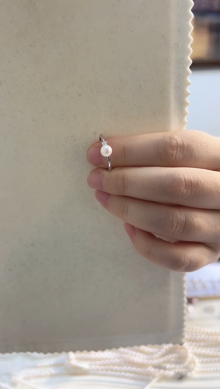 银S925镶嵌戒指淡水珍珠5-6戒指