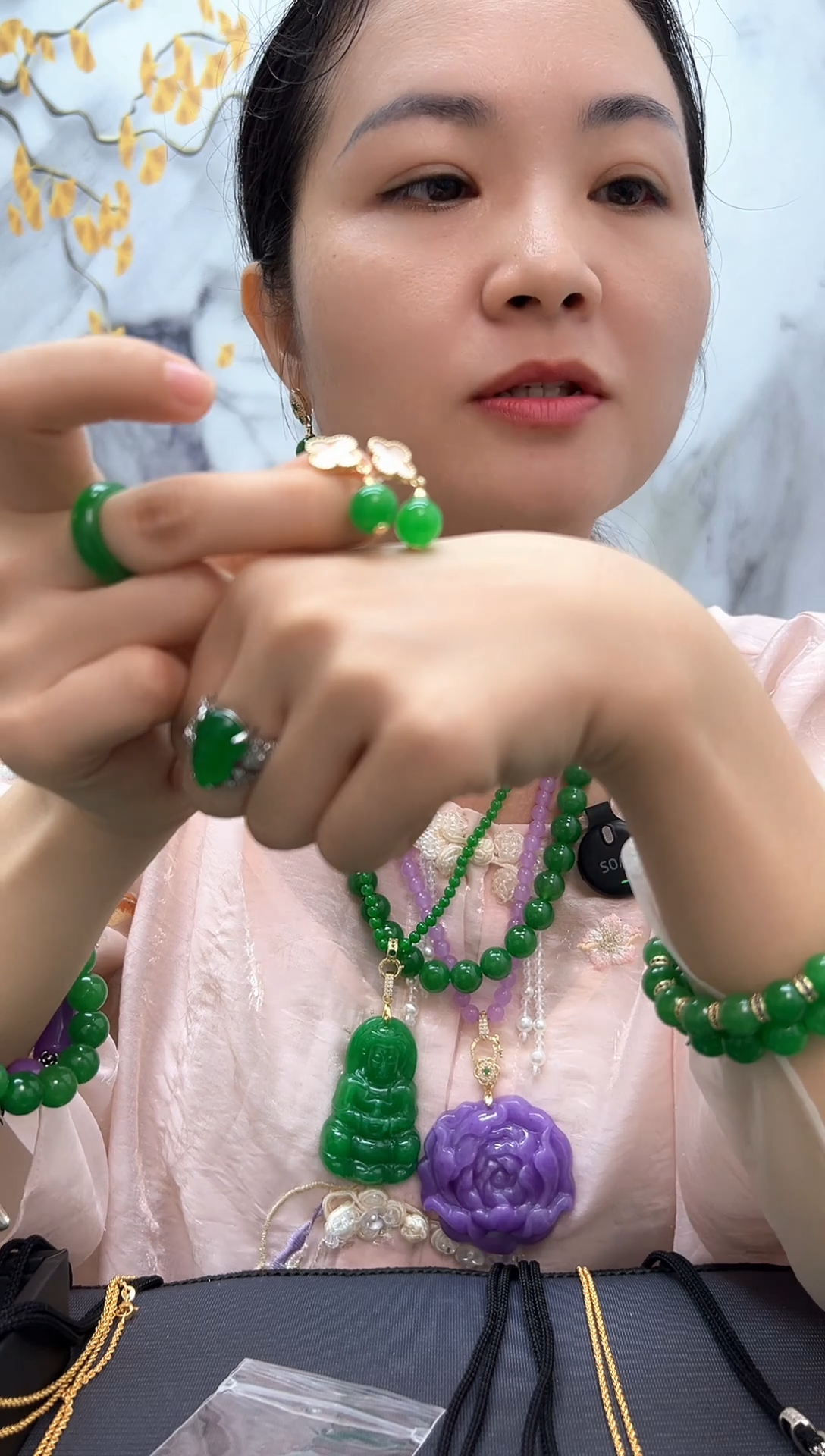 未镶嵌翡翠耳饰四叶草翡翠耳坠