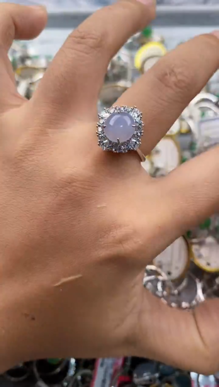 银S925镶嵌戒指翡翠555--8