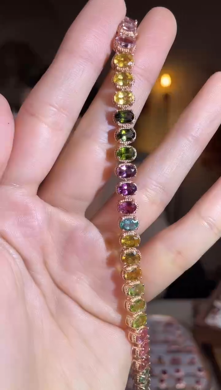 银S925镶嵌手链碧玺手链