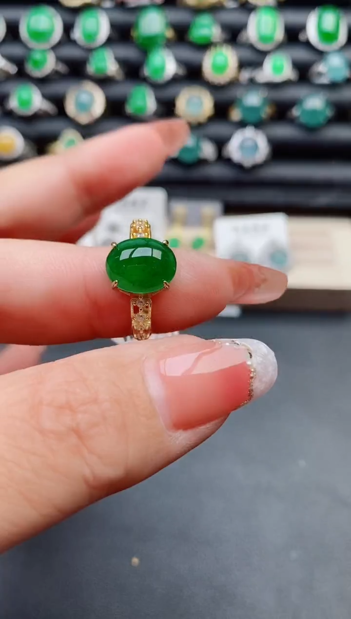 【闪购商品】翡翠戒指银S925镶嵌5800