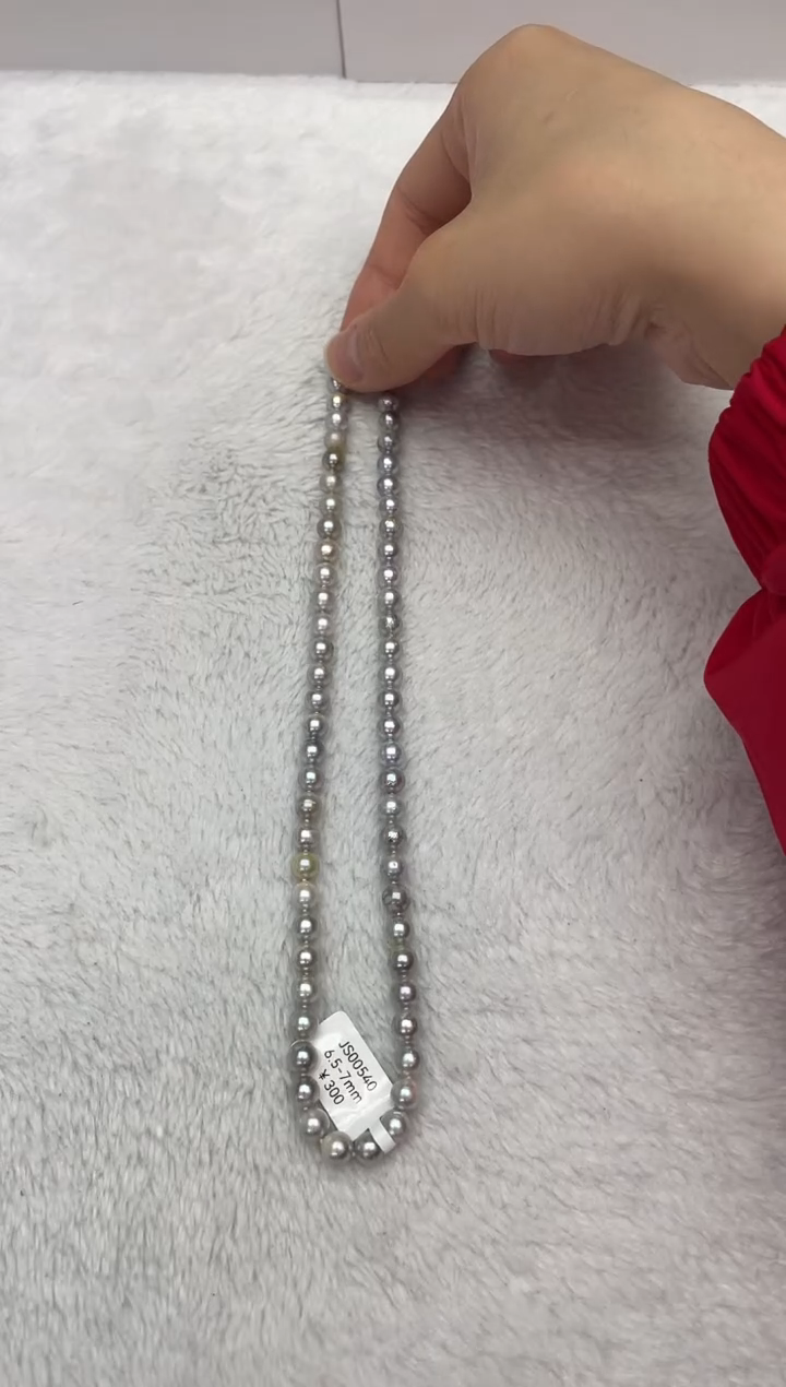 【闪购商品】海水珍珠项链银S925镶嵌AK真多麻6.5-7mm（多样性发一）