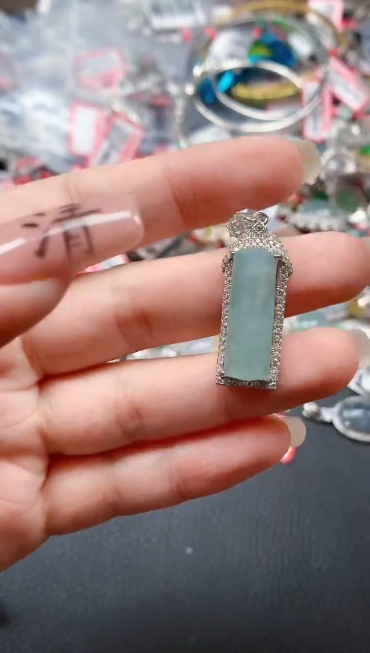 银S925镶嵌戒指翡翠天然A货缅甸翡翠