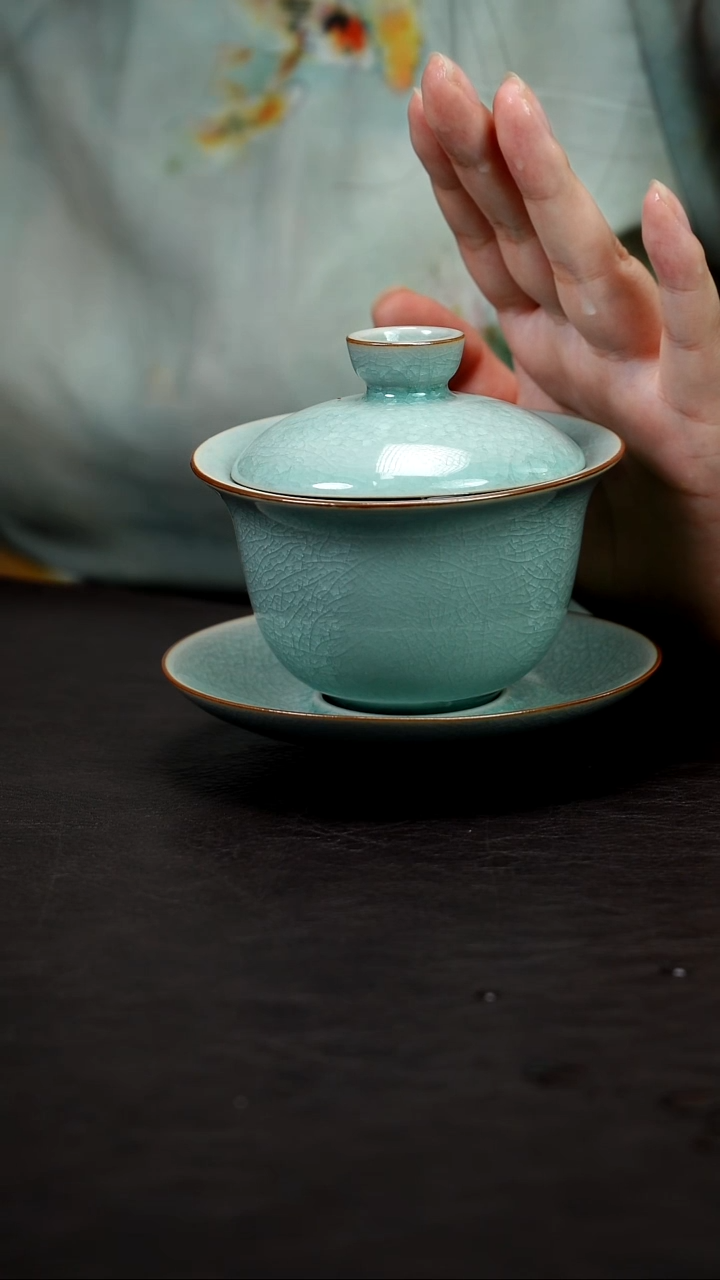 冰花元宝三才盖碗