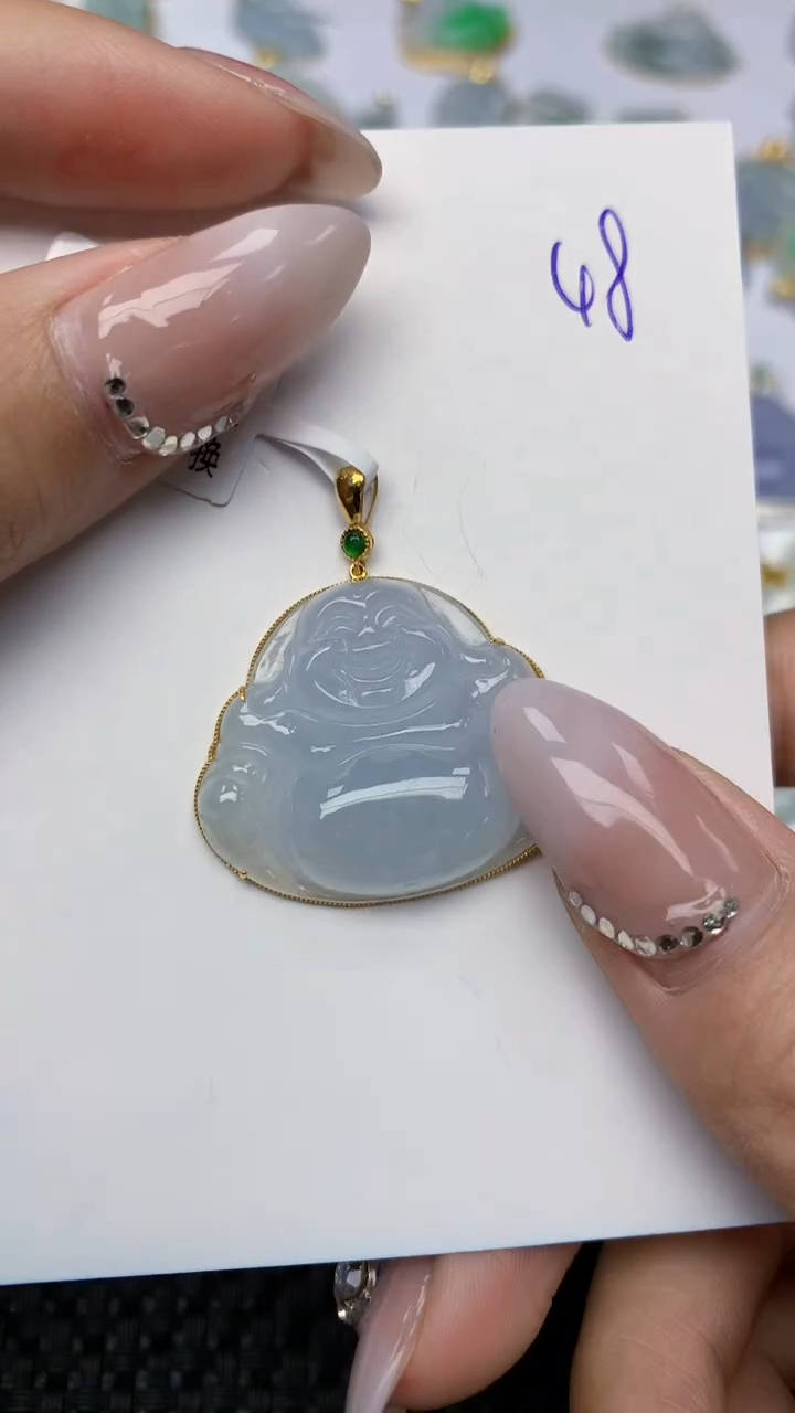 【闪购商品】翡翠颈饰18K金镶嵌 天然翡翠A货，