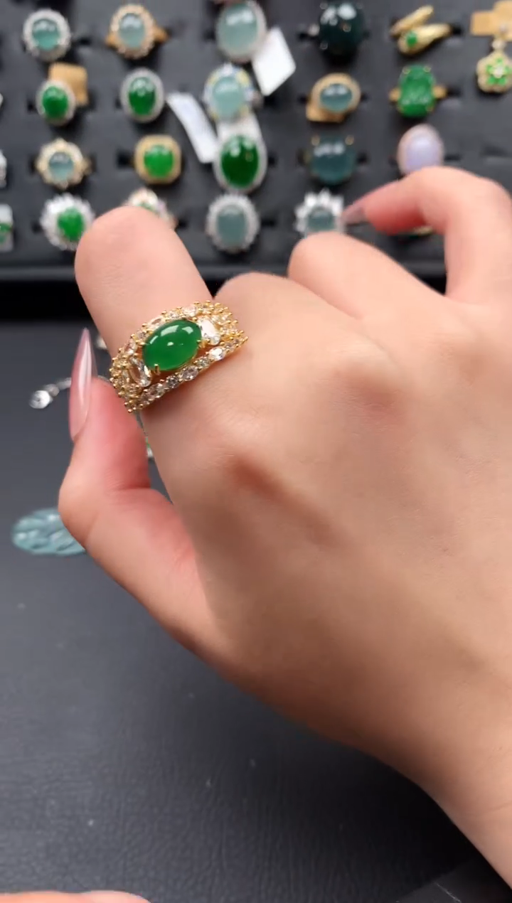 【闪购商品】翡翠戒指银S925镶嵌51241