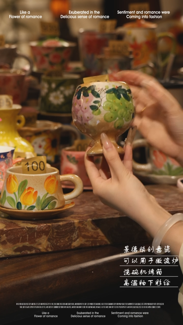 陶瓷261景德镇高温手绘釉下彩设计师款式