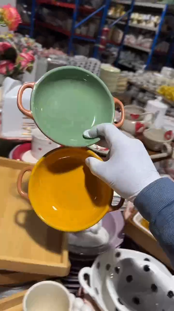 陶瓷2个大号双耳盘微瑕 凑满20元包邮