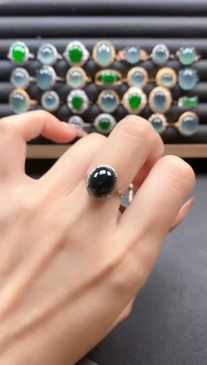 银S925镶嵌戒指翡翠51151