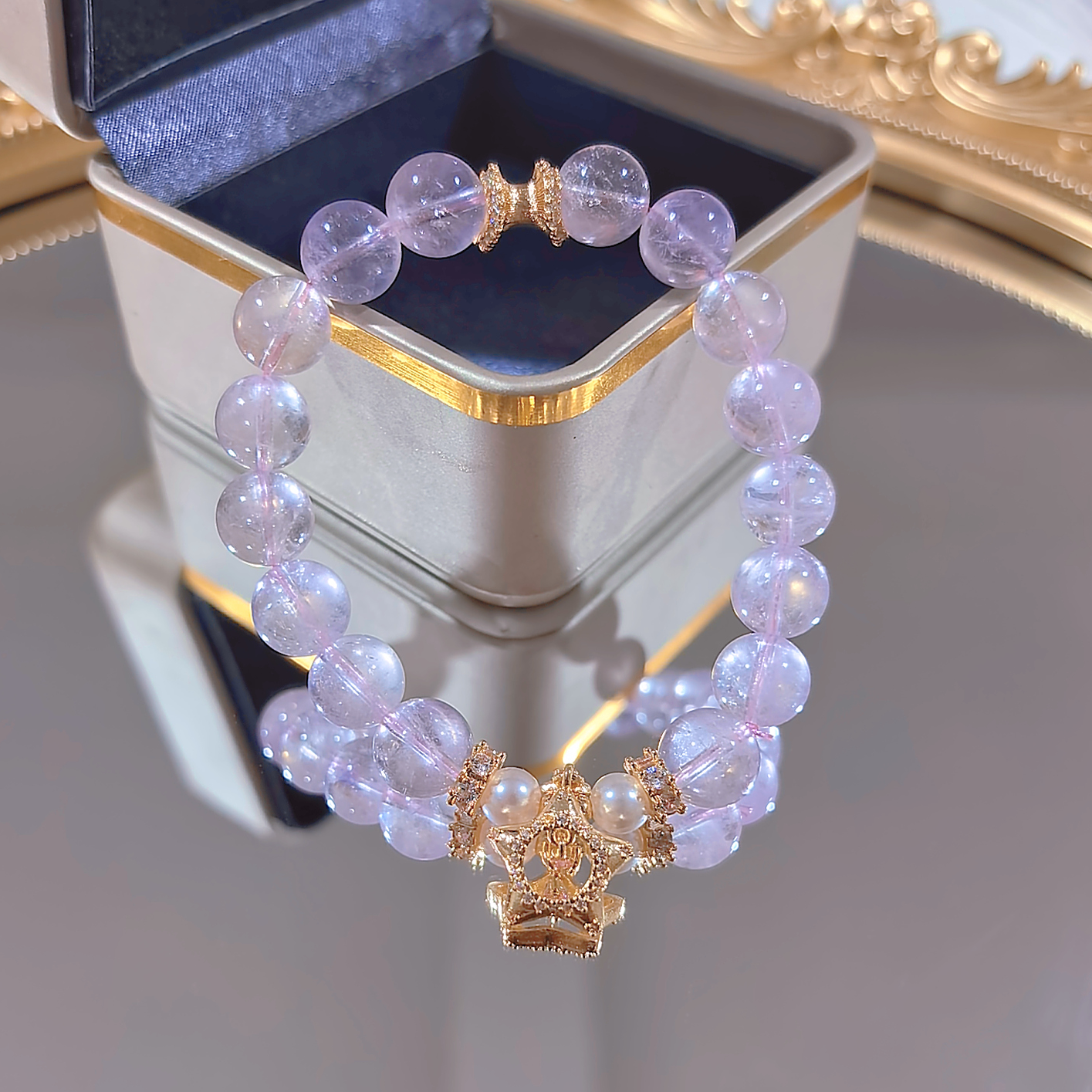 YS0045【紫晨星语】紫水晶镂空星星百搭款手串多样性发其一