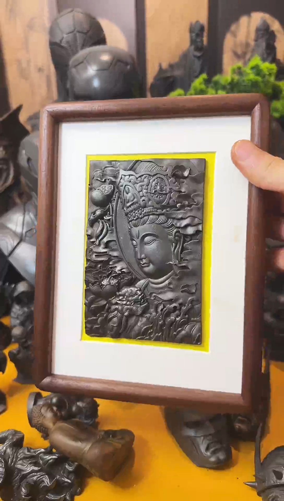 铁实心摆件 ~~文殊菩萨画框（大号）做防锈