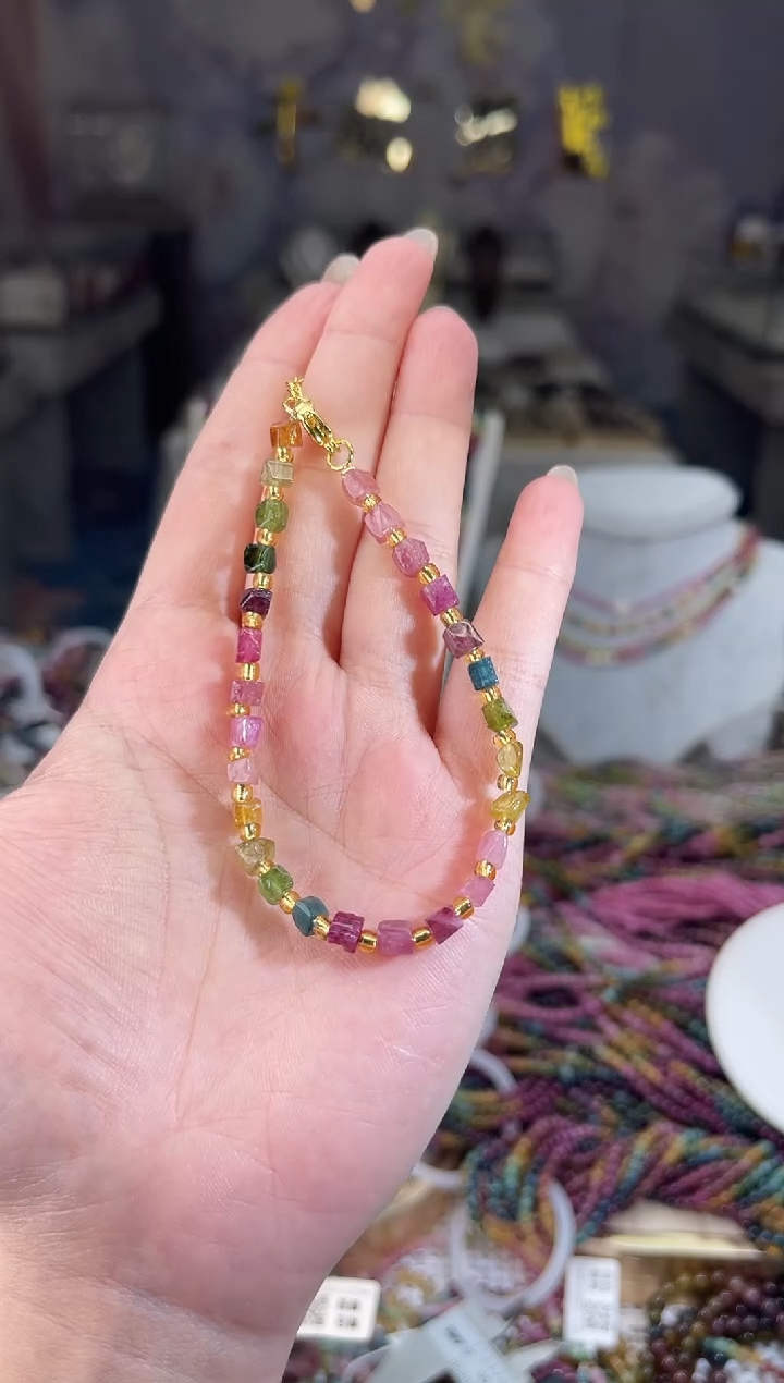 /未镶嵌碧玺碧玺方糖手串多样性发货