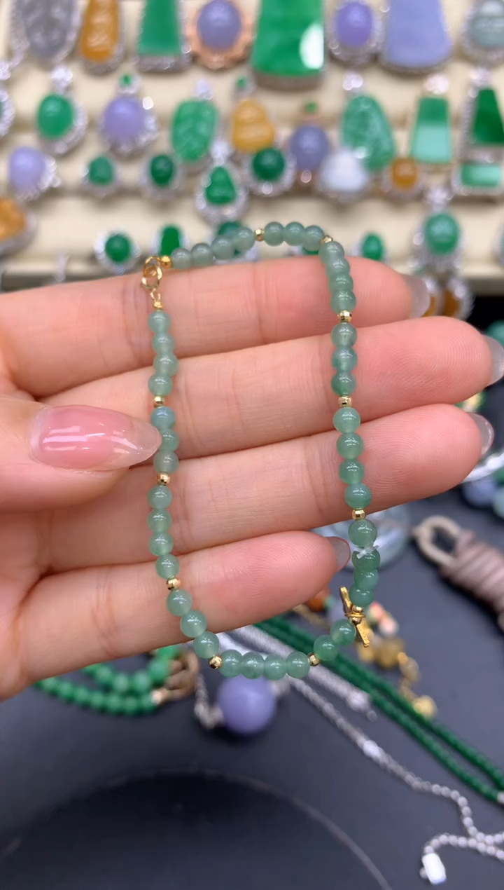 【闪购商品】翡翠手链18K金镶嵌146-中国好珍宝