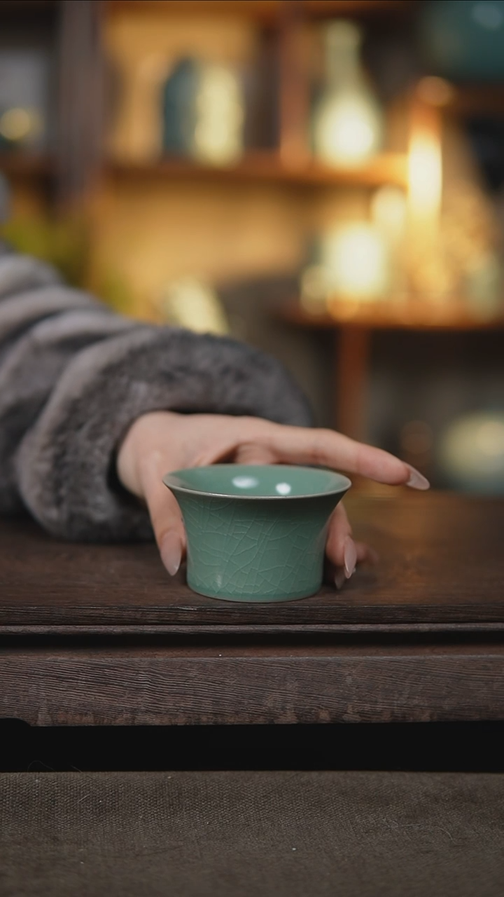 【闪购商品】杯仿古翡翠绿马蹄杯一级礼盒