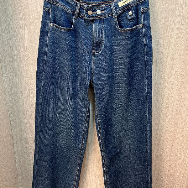 胖向向秋装新款6591简约大方款高腰净面宽边显瘦百搭牛仔裤