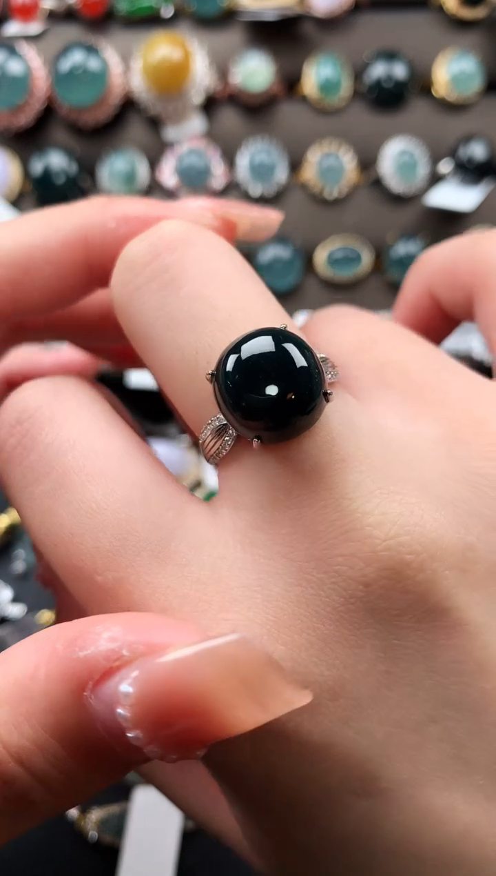 【闪购商品】翡翠戒指银S925镶嵌4363