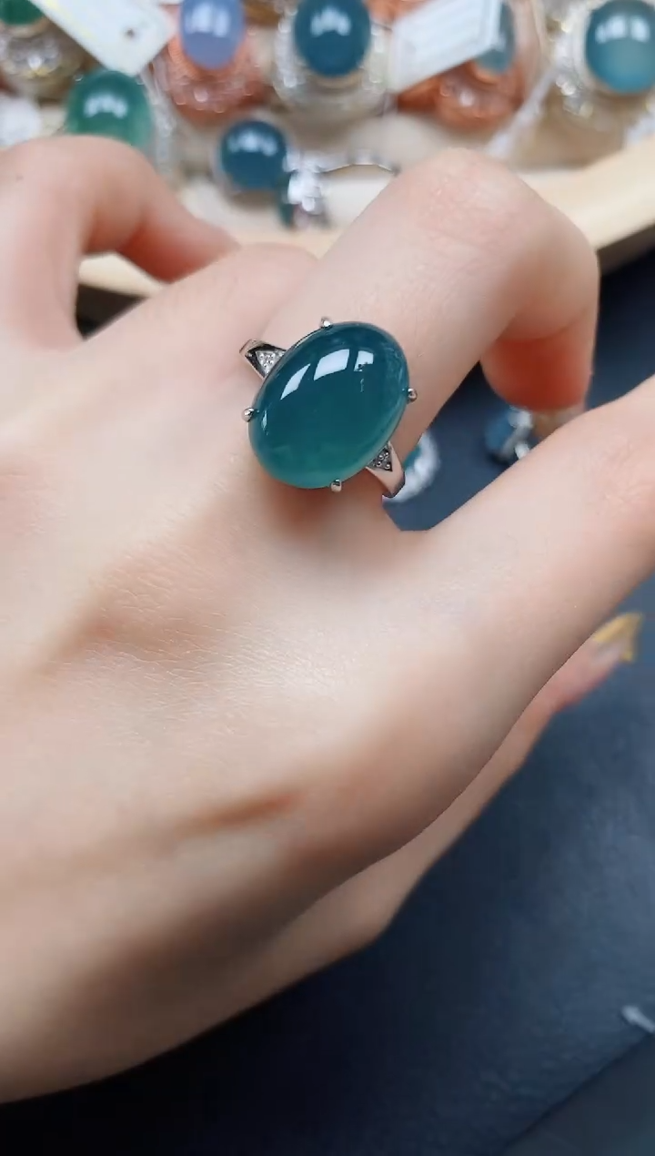 【闪购商品】翡翠戒指银S925镶嵌翡翠