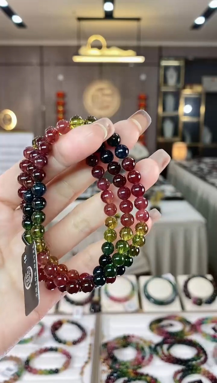 【闪购商品】碧玺三圈手串6mm+未镶嵌一物一证dan