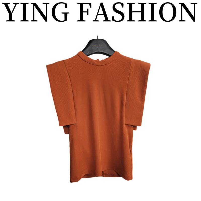 【YING FASHION】莹老板-时尚气质百搭设计师款上衣短袖8020495 444
