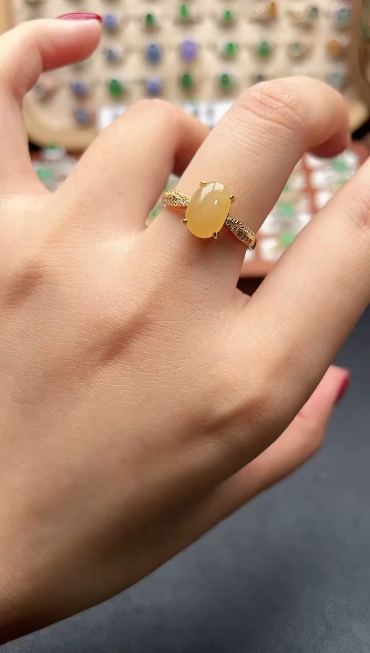 银S925镶嵌戒指翡翠一物一证一礼盒