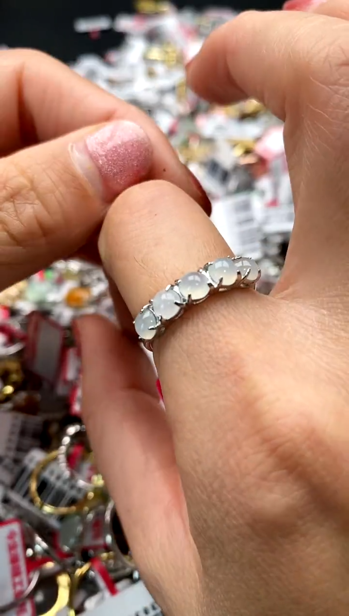 【闪购商品】翡翠戒指银S925镶嵌777777777   7