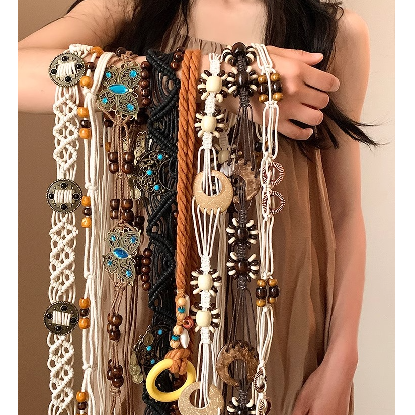 复古文艺波西米亚蝴蝶腰带民族风装饰配裙子百搭气质高级小众腰链