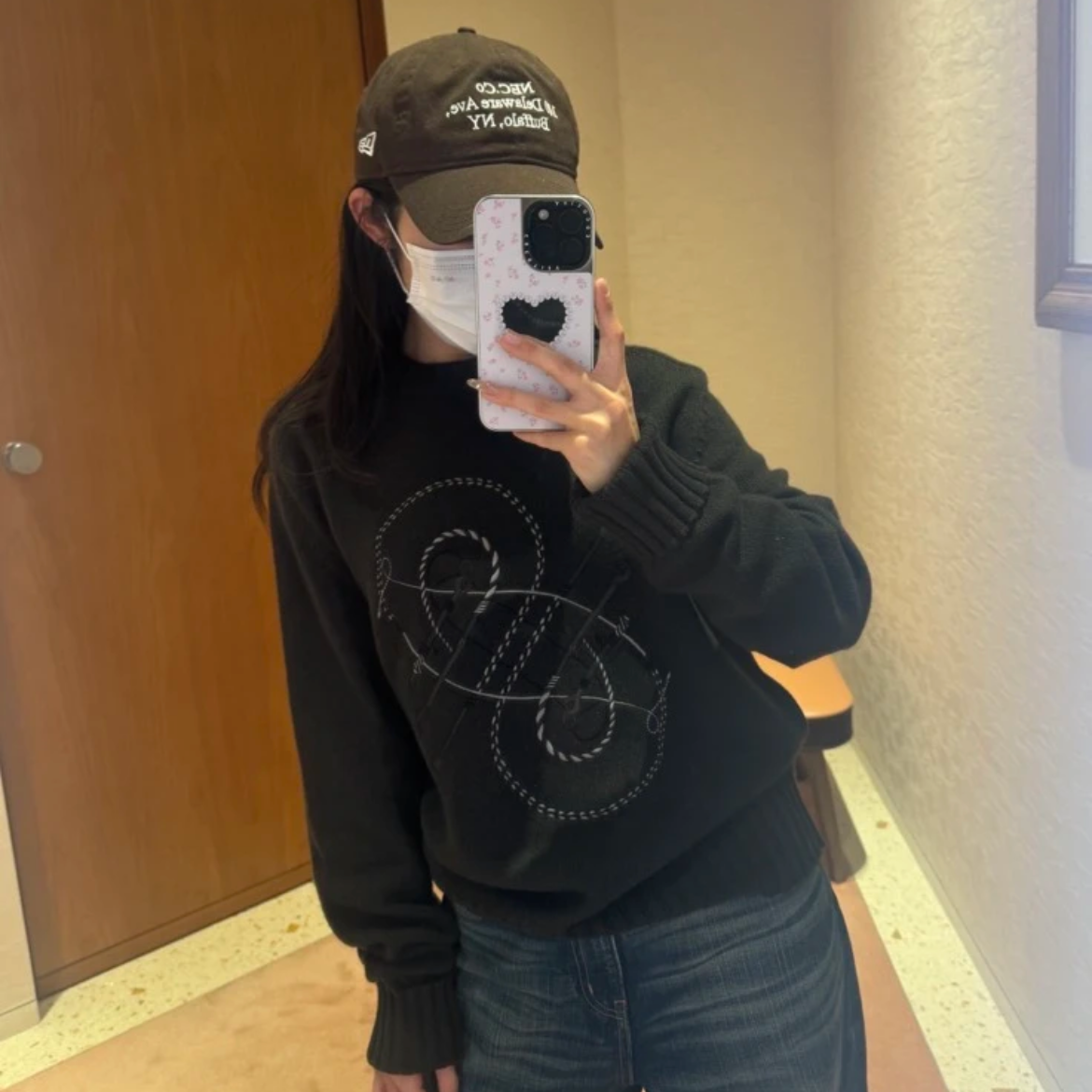 未使用 Hermes/爱马仕 纯色圆领羊绒针织衫 深绿/M