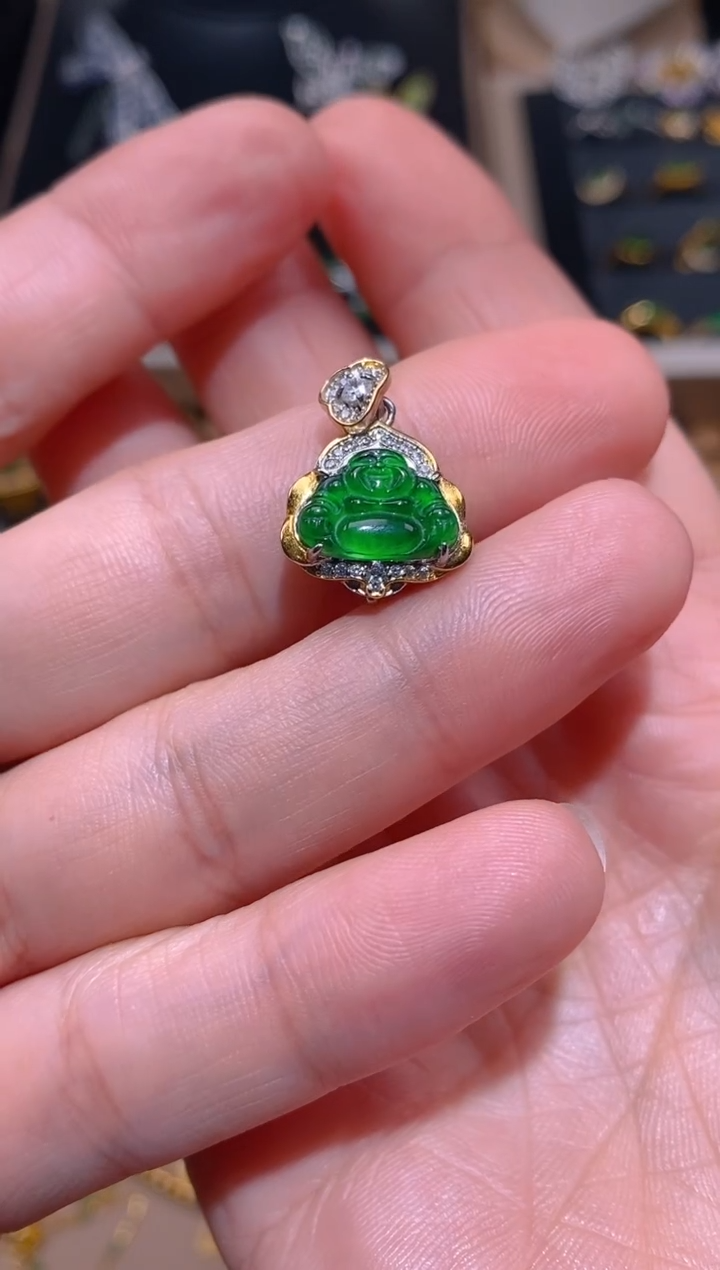 【闪购商品】翡翠吊坠(不含链)银S925镶嵌佛公