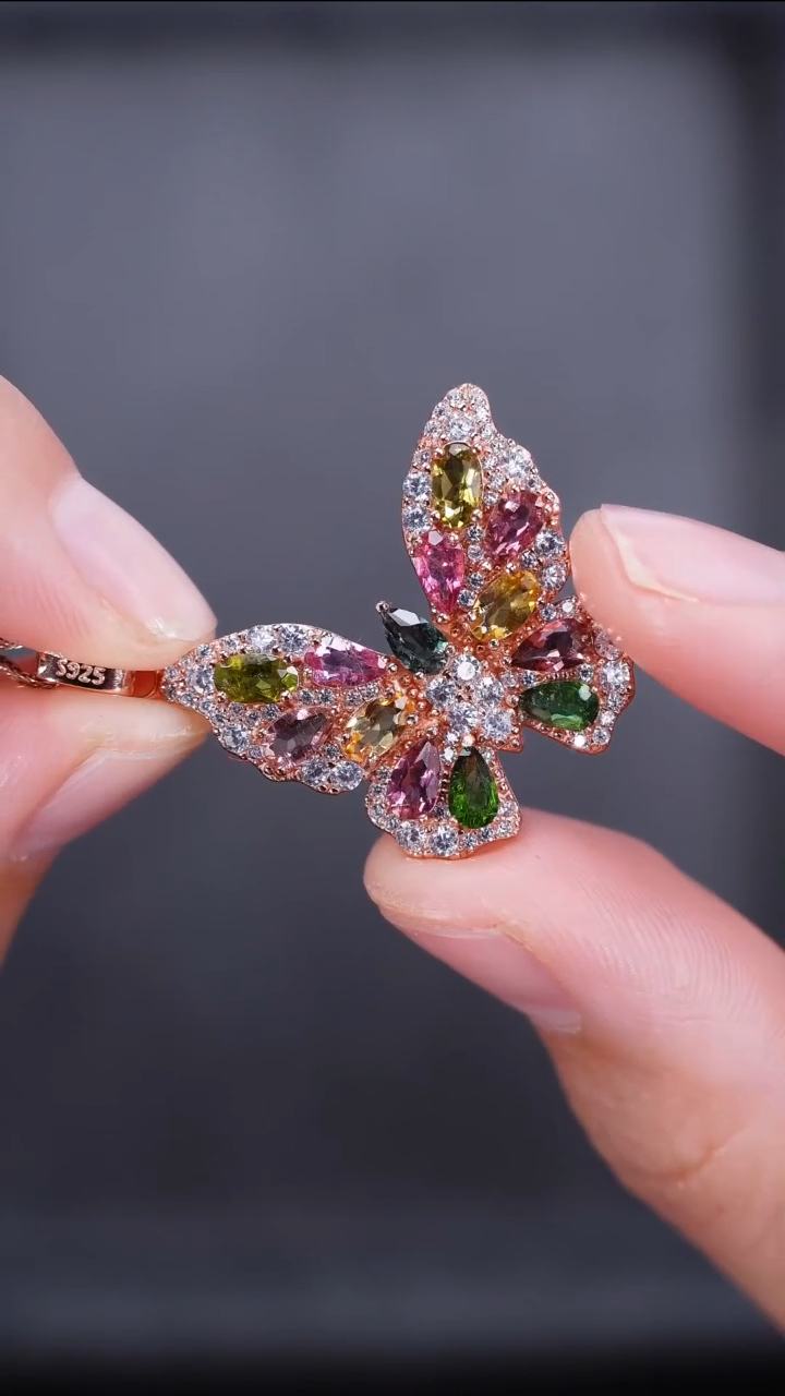 颈饰银S925镶嵌碧玺颈饰