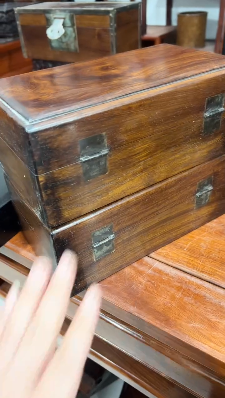 塞**马花梨木首饰盒一对