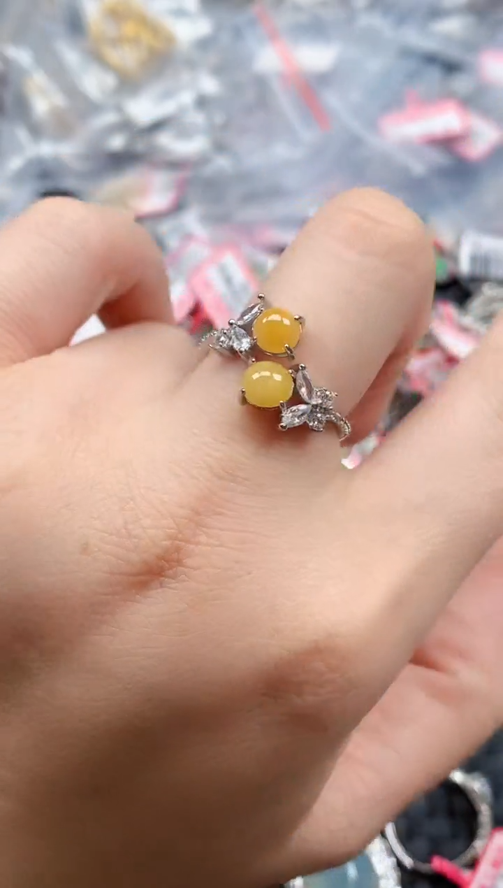 银S925镶嵌戒指翡翠天然A货缅甸翡翠